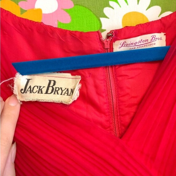 XS/S| 60s “Jack Bryan” Chiffon Multi Colored Pink Prom Formal Gown - Picture 7 of 7